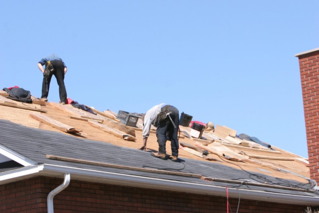 Installing slate roof tiles