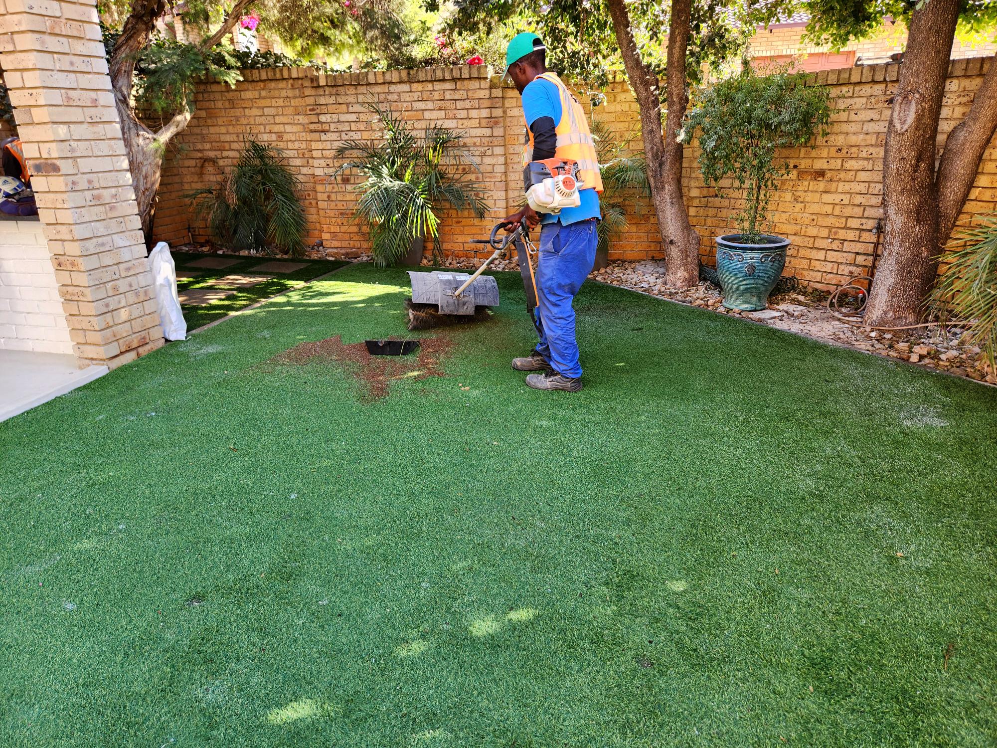 Artificial Grass Maintenance Brushing